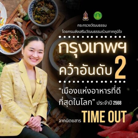 “สุดาวรรณ” ปลื้มร่วมภาคภูมิใจ กรุงเทพฯ ขึ้นแท่นเมืองแห่งอาหารอันดับ 2 ของโลก ประจำปี 2568