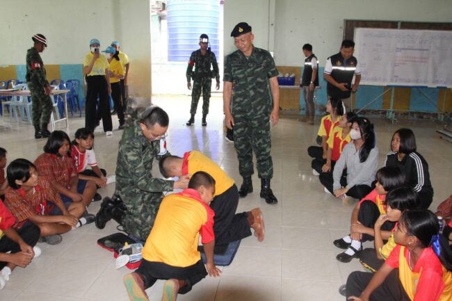 (สุรินทร์) มทบ.25 จัดกิจกรรมฝึกซักซ้อมแผนเผชิญเหตุอพยพประชาชน ประจำปี 2568