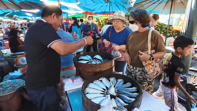 สงขลา-สามพ่อแม่ลูก สั่งปลาทูนำเข้าจากโอมาน อินเดีย และปากีสถาน มาวางขายในตลาดนัดโดยทำเป็น ปลาทูนึ่ง ปลาทูต้มหวาน และปลาทูทอดขายดิบขายดี