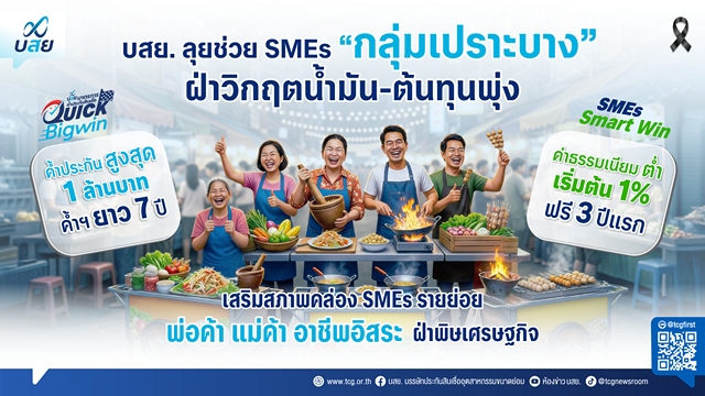 บสย. เร่งช่วย SMEs “กลุ่มเปราะบาง” ฝ่าวิกฤตยุคต้นทุนพุ่ง ชูค่าธรรมเนียมฟรี 3 ปี เดินหน้าผนึกน็อนแบงก์ ขยายค้ำประกันฯ รายย่อย 