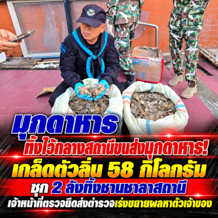 มุกดาหาร -ทิ้งไว้กลางสถานีขนส่งมุกดาหาร! เกล็ดตัวลิ่น 58 กิโลกรัม ซุก 2 ลังทิ้งชานชาลาสถานี เจ้าหน้าที่ตรวจยึดส่งตำรวจเร่งขยายผลหาตัวเจ้าของ